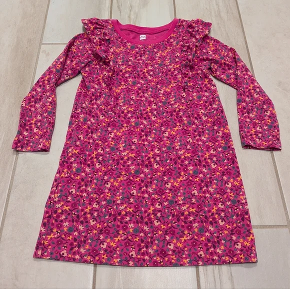 Tea Collection dress Bundle ruffle long sleeve floral 4T 4 Pink Blue - Picture 2 of 8